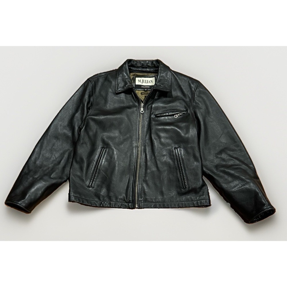 Wilsons Cafe Racer Heavy Leather Motorcycle Jacket Thinsulate Detroit Men's L